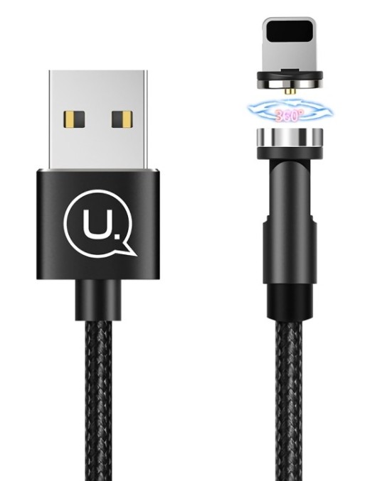 USAMS Καλώδιο USB σε lightning U59, μαγνητικό, περιστρεφόμενο, 1m, μαύρο