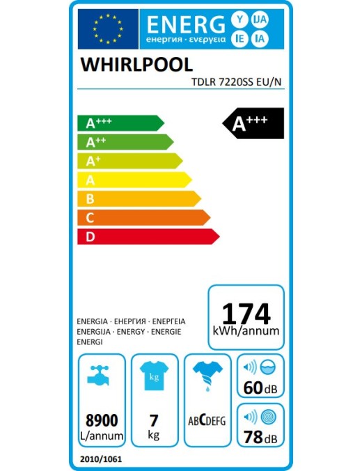 Whirlpool TDLR 7220SS EU / N 1200 Στροφές 7kg