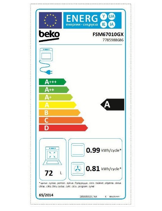 BEKO  FSM 67010GX Κουζίνα Ελεύθερη