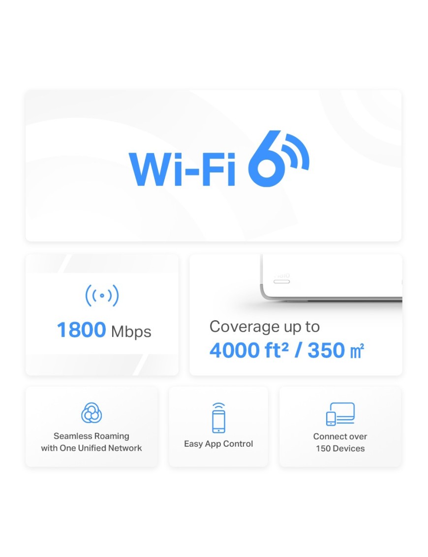 MERCUSYS Mesh Wi-Fi 6 System Halo H70X, 1.8Gbps Dual Band, 2τμχ, Ver 1.0