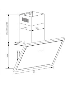 Gruppe Unico Απορροφητήρας Καμινάδα 90cm Μαύρος