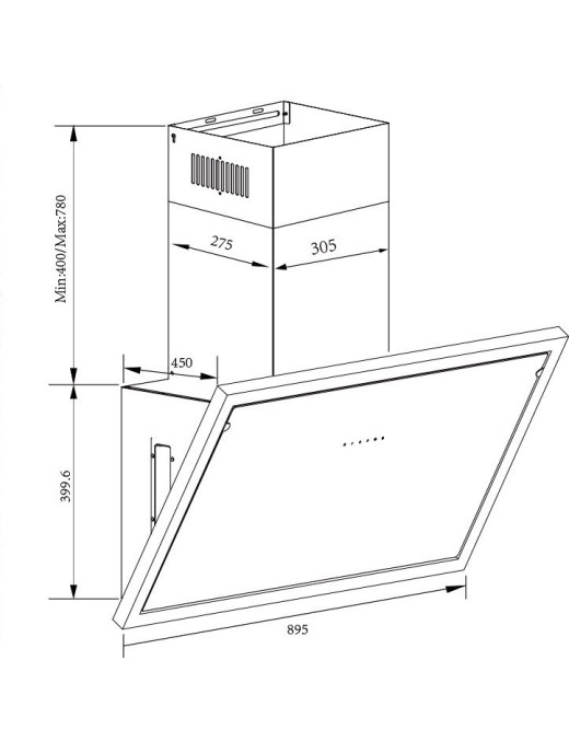 Gruppe Unico Απορροφητήρας Καμινάδα 90cm Μαύρος
