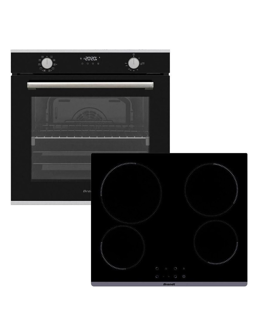 Brandt BOH1325X Φούρνος άνω Πάγκου 73lt με BPV2421B Κεραμικές Εστίες Μαύρος