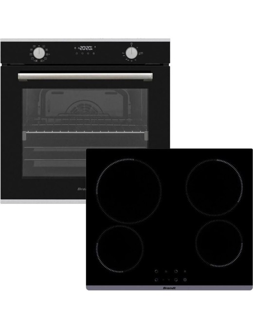 Brandt BOH1325X Φούρνος άνω Πάγκου 73lt με BPV2421B Κεραμικές Εστίες Μαύρος