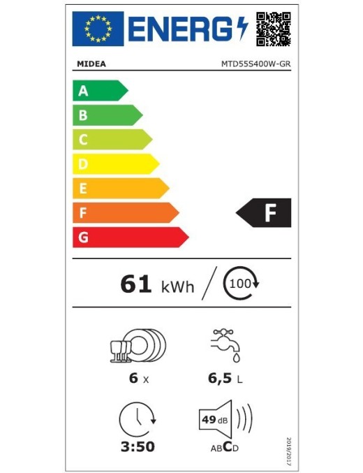 Midea MTD55S400W Πλυντήριο Πιάτων