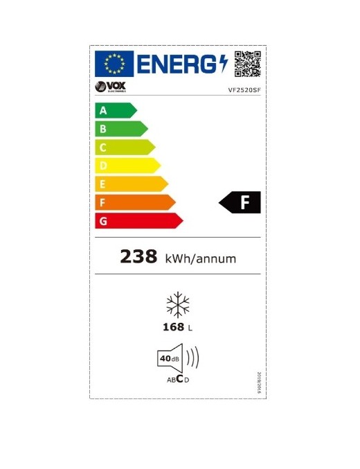 VOX VF 2520 SF Όρθιος καταψύκτης 168lt (143x55x57 cm)