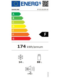 Davoline RF 85 S NE Μονόπορτο Ψυγείο 102lt Γκρι