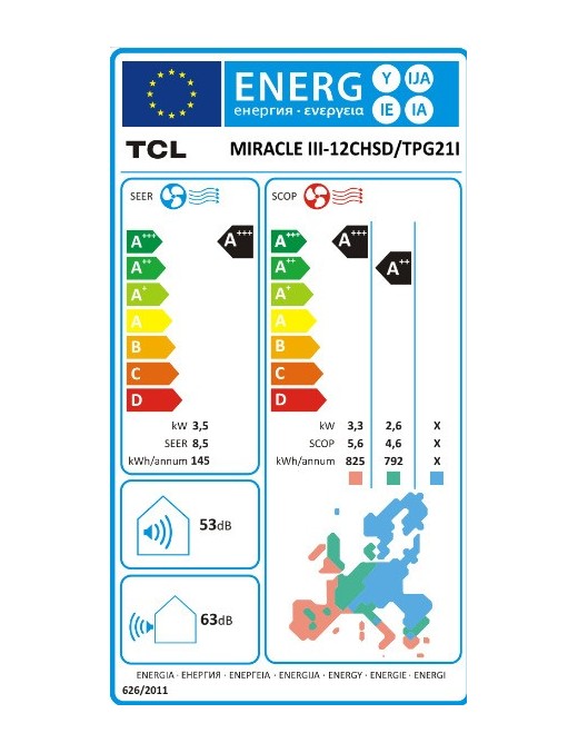 TCL Miracle III 12CHSD/TPG21I Κλιματιστικό Inverter 12000 BTU A+++/A++ με WiFi