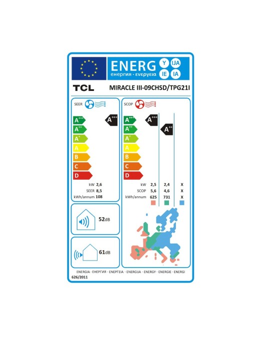 TCL Miracle III 09CHSD/TPG21I Κλιματιστικό Inverter 9000 BTU A+++/A++ με WiFi