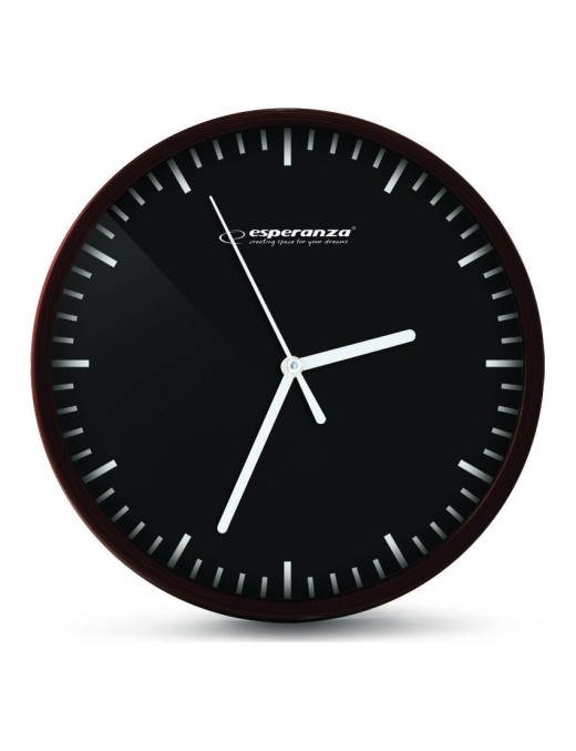 ESPERANZA ρολόι τοίχου Budapest EHC010K, 20cm, μαύρο-όψη ξύλου