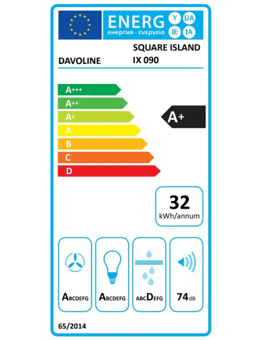 Davoline Square Island IX 090 Απορροφητήρας Νησίδα 90cm Inox