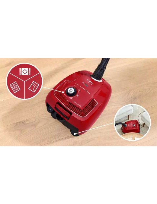 Bosch BGB38RD2 Ηλεκτρική Σκούπα 600W με Σακούλα 4lt Κόκκινη