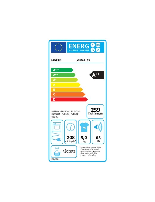 Morris MPD-9175 Στεγνωτήριο 9kg A++ με Αντλία Θερμότητας
