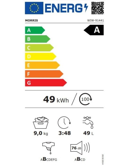 Morris WIW-91441 Πλυντήριο Ρούχων 9kg με Ατμό 1400 Στροφών