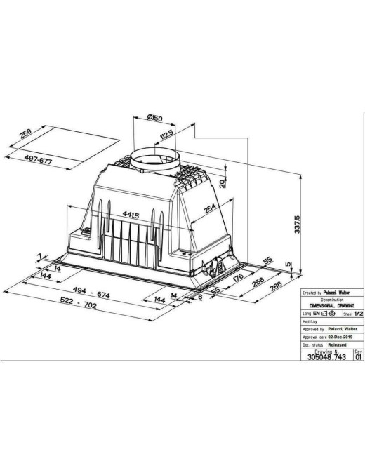 Faber Inka Plus HC X A52 Μηχανισμός Απορρόφησης 52cm Inox