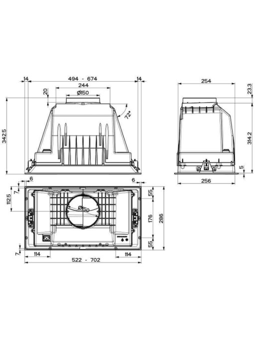 Faber Inka Plus HC X A52 Μηχανισμός Απορρόφησης 52cm Inox