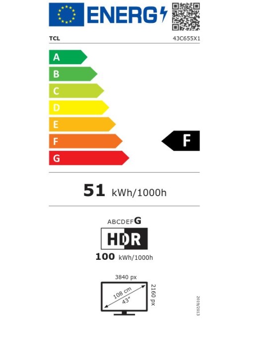 TCL 43C655 Smart Τηλεόραση 43" 4K UHD QLED  HDR (2024)