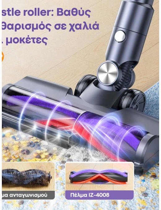 Izzy IZ-4008 Επαναφορτιζόμενη Σκούπα 2 σε 1 Stick & Χειρός 29.6V Μωβ