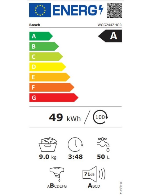 Bosch WGG244ZHGR Πλυντήριο Ρούχων 9kg με Ατμό 1400 Στροφών