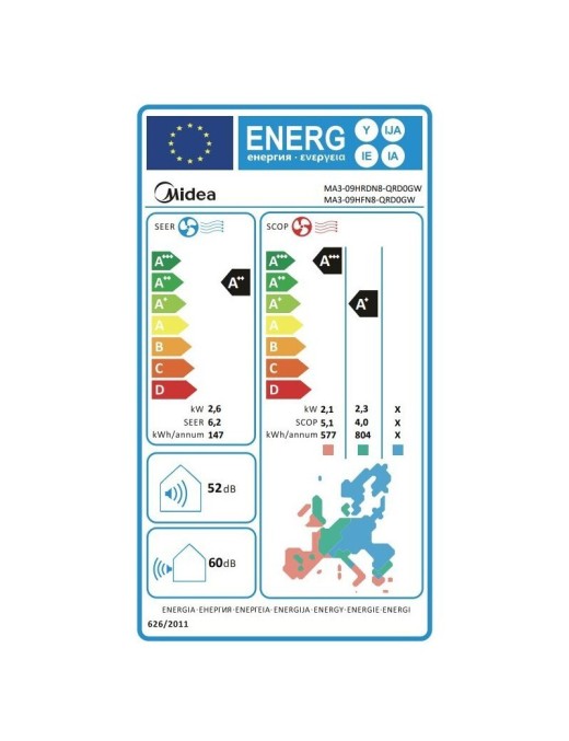 Midea Prime 2 MA3-09HRDN8/MA3-09HFN8 Κλιματιστικό Inverter 9000 BTU