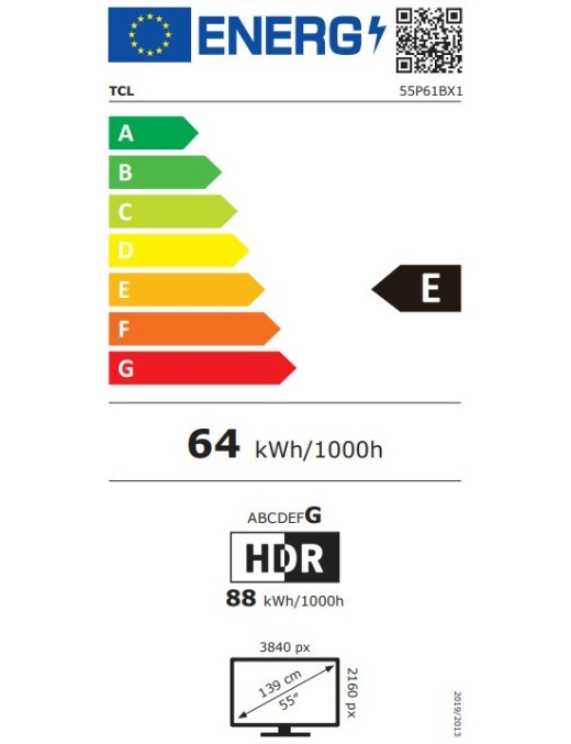 TCL Smart Τηλεόραση 55" 4K UHD LED 55P61B HDR