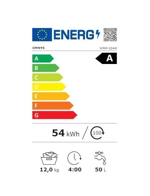 Omnys WNM-12AW Πλυντήριο Ρούχων 12kg 1400 Στροφών