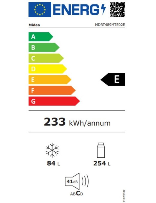 Midea MDRT489MTE02E Δίπορτο Ψυγείο