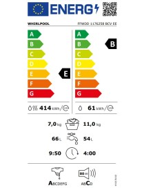 Whirlpool FFWDD 1176258 BCV EE Πλυντήριο-Στεγνωτήριο Ρούχων 11kg/7kg Ατμού 1600 Στροφές