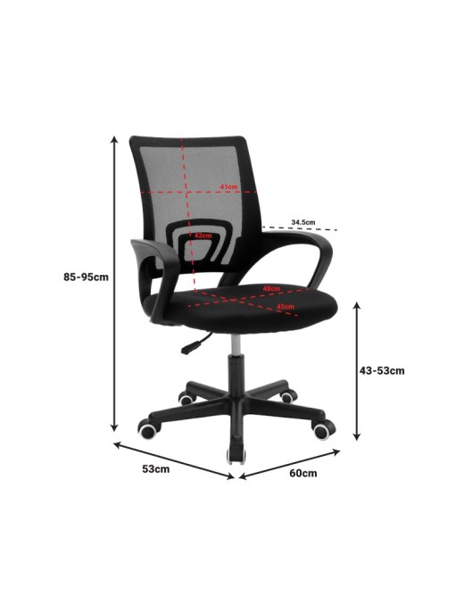 Καρέκλα γραφείου Berto II pakoworld με ύφασμα mesh σε μαύρη απόχρωση 60x48x85-95εκ