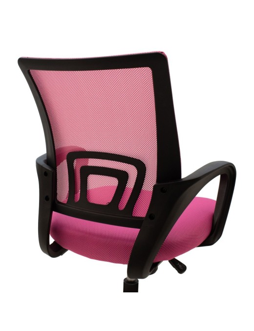 Καρέκλα γραφείου Berto II pakoworld με ύφασμα mesh σε ροζ-μαύρη απόχρωση 60x48x85-95εκ