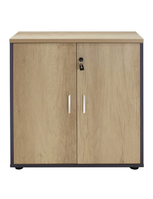 Ντουλάπι γραφείου χαμηλό επαγγελματικό Lotus pakoworld χρώμα φυσικό ανθρακί 80x40x80εκ