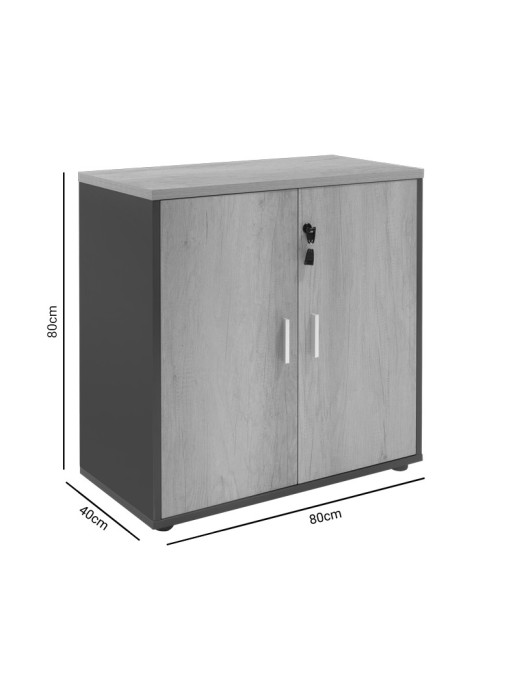 Ντουλάπι γραφείου χαμηλό επαγγελματικό Lotus pakoworld χρώμα φυσικό ανθρακί 80x40x80εκ