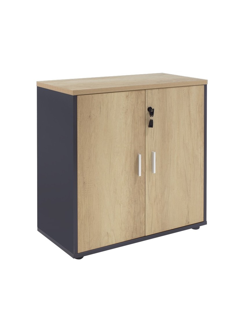 Ντουλάπι γραφείου χαμηλό επαγγελματικό Lotus pakoworld χρώμα φυσικό ανθρακί 80x40x80εκ