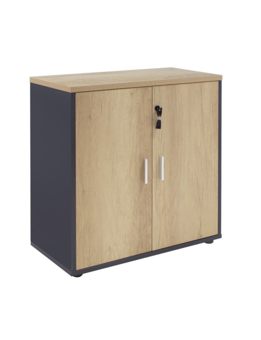 Ντουλάπι γραφείου χαμηλό επαγγελματικό Lotus pakoworld χρώμα φυσικό ανθρακί 80x40x80εκ