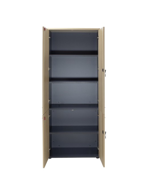 Ντουλάπα γραφείου επαγγελματική Lotus pakoworld χρώμα φυσικό - ανθρακί 80x40,5x200εκ