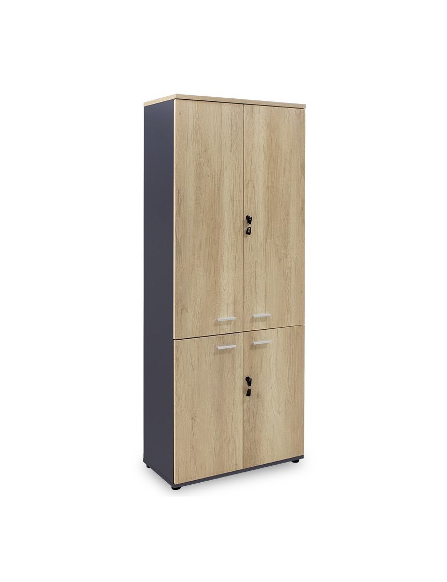 Ντουλάπα γραφείου επαγγελματική Lotus pakoworld χρώμα φυσικό - ανθρακί 80x40,5x200εκ