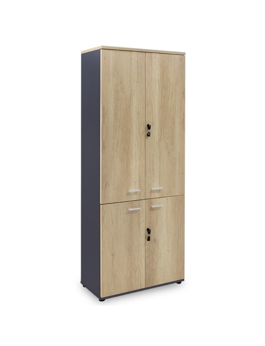 Ντουλάπα γραφείου επαγγελματική Lotus pakoworld χρώμα φυσικό - ανθρακί 80x40,5x200εκ