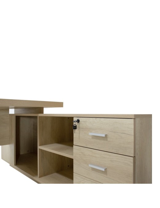 Γραφείο εργασίας αναστρέψιμο επαγγελματικό Amazon pakoworld σε φυσική απόχρωση 200x170x75εκ