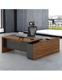 Γραφείο επαγγελματικό με αριστερή γωνία Oscar pakoworld καρυδί-ανθρακί 220x180x76εκ