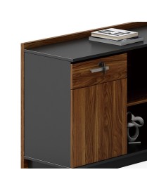 Γραφείο επαγγελματικό με αριστερή γωνία Oscar pakoworld καρυδί-ανθρακί 220x180x76εκ