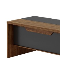 Γραφείο επαγγελματικό με αριστερή γωνία Oscar pakoworld καρυδί-ανθρακί 220x180x76εκ