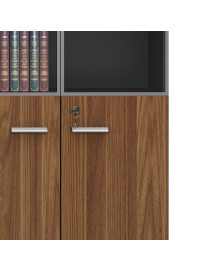 Ντουλάπα γραφείου επαγγελματική με γυάλινες πόρτες Oscar pakoworld καρυδί-ανθρακί 80x40x200εκ