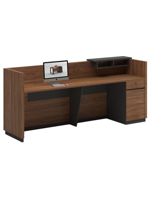 Γραφείο reception επαγγελματικό Oscar pakoworld καρυδί-ανθρακί 180x65x110εκ