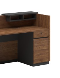 Γραφείο reception επαγγελματικό Oscar pakoworld καρυδί-ανθρακί 180x65x110εκ