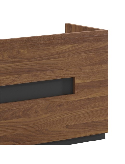 Γραφείο reception επαγγελματικό Oscar pakoworld καρυδί-ανθρακί 180x65x110εκ