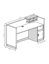 Γραφείο reception επαγγελματικό Oscar pakoworld καρυδί-ανθρακί 180x65x110εκ
