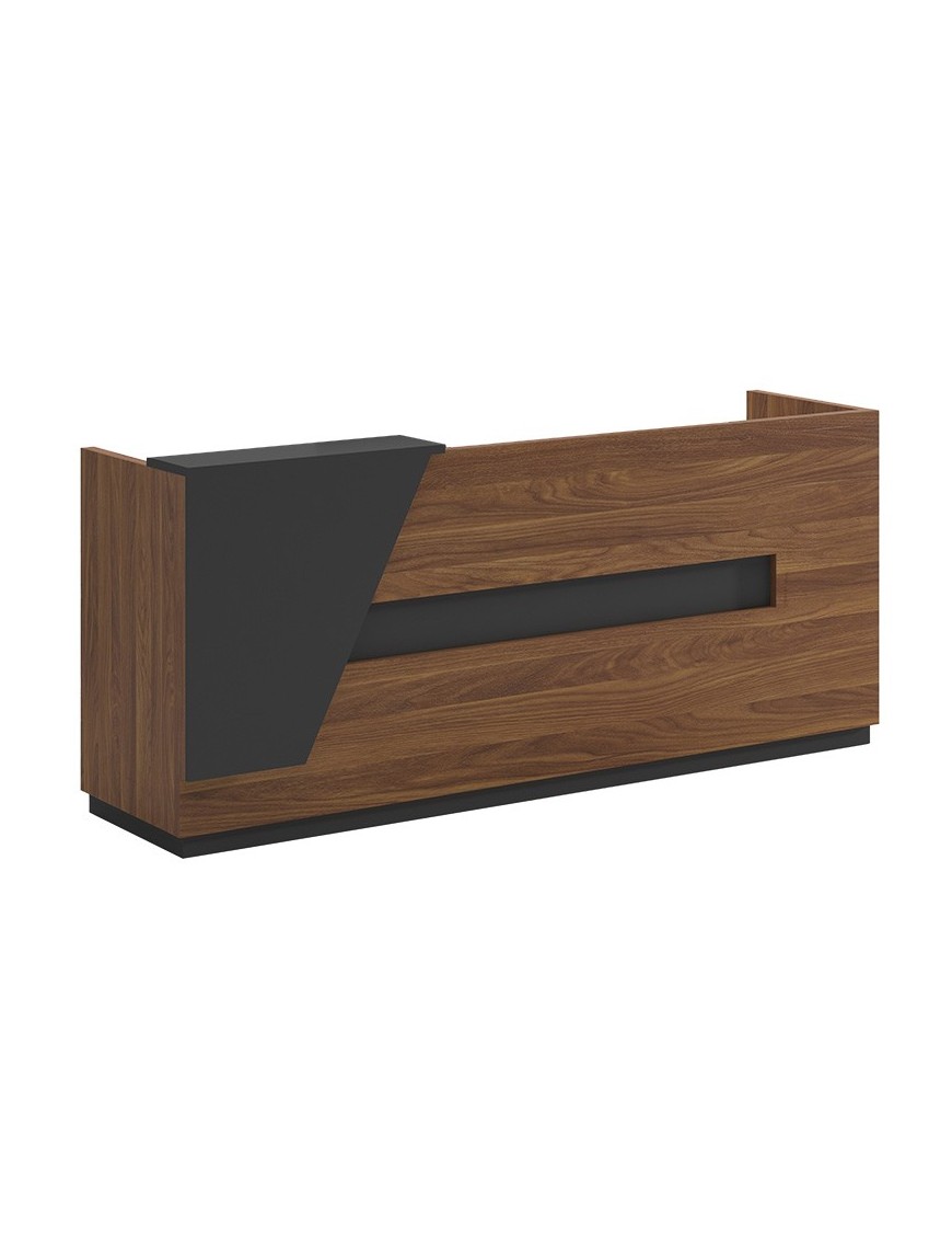 Γραφείο reception επαγγελματικό Oscar pakoworld καρυδί-ανθρακί 180x65x110εκ