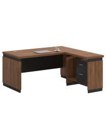 Γραφείο επαγγελματικό αναστρέψιμο Oscar pakoworld καρυδί-ανθρακί 180x170x76εκ