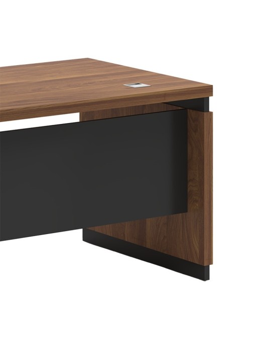 Γραφείο επαγγελματικό αναστρέψιμο Oscar pakoworld καρυδί-ανθρακί 180x170x76εκ