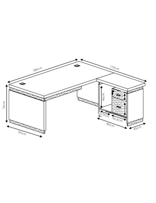 Γραφείο επαγγελματικό αναστρέψιμο Oscar pakoworld καρυδί-ανθρακί 180x170x76εκ